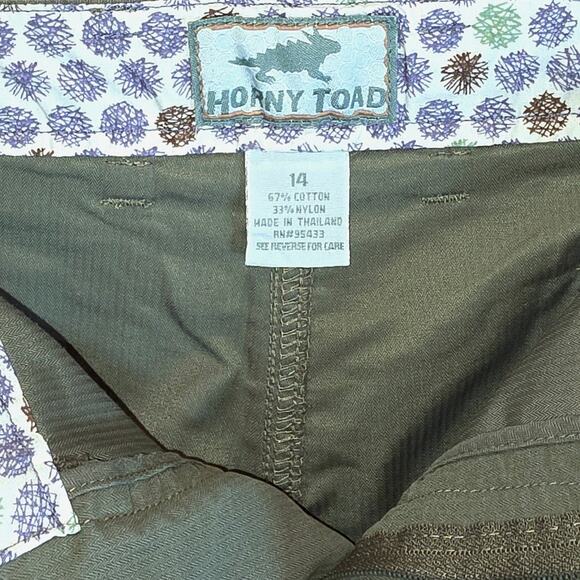 Horny Toad & Co Capri Pants Shorts Womens Sz 14 Olive Green Boho Embroidery - Picture 7 of 10